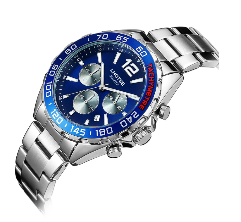 LHOTSE OEM QUARTZ WATCH FASHION METAL STAINLESS STEEL ZINE ALLOY MAN BUSINESS WATCH - Image 5