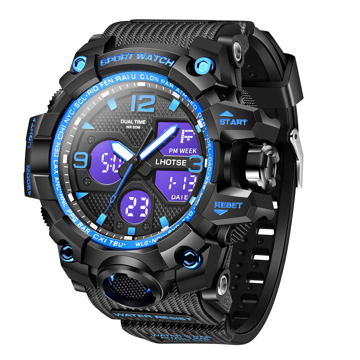 LHOTSE 3003 Large size dual display waterproof luminous men's sports digital watch - Image 7