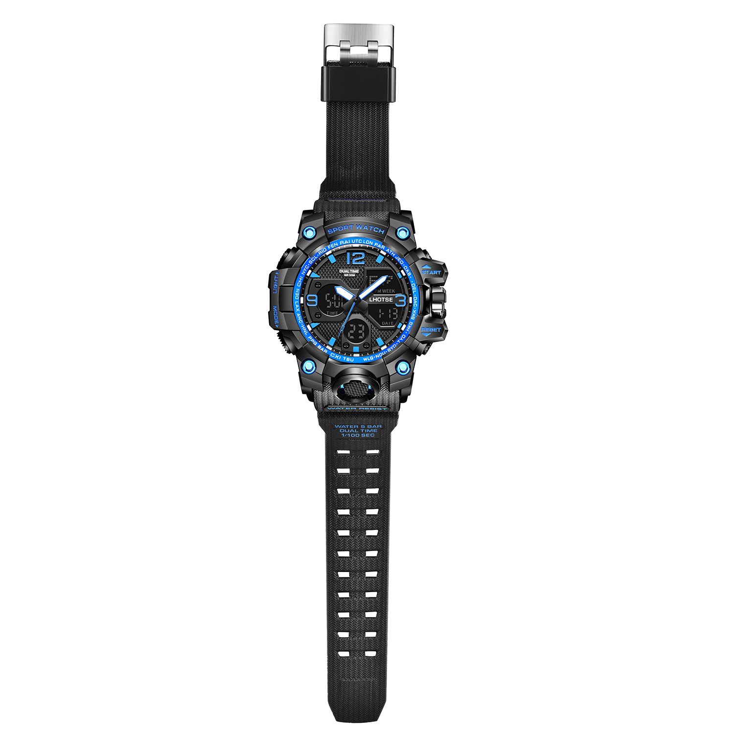 LHOTSE 3003 Large size dual display waterproof luminous men's sports digital watch - Image 2